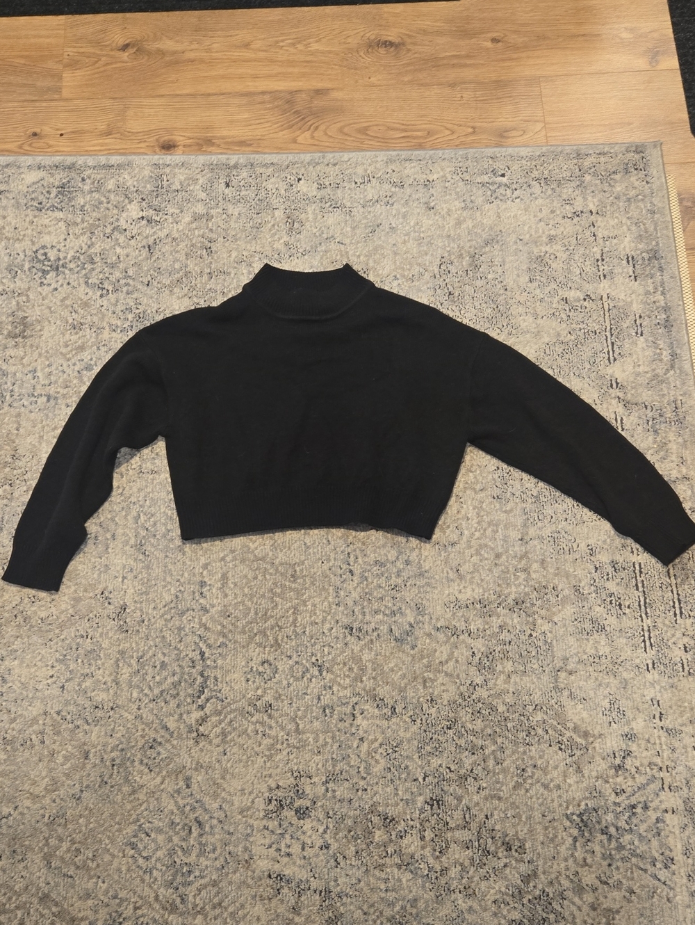 Divided Black Cropped Crewneck Sweater